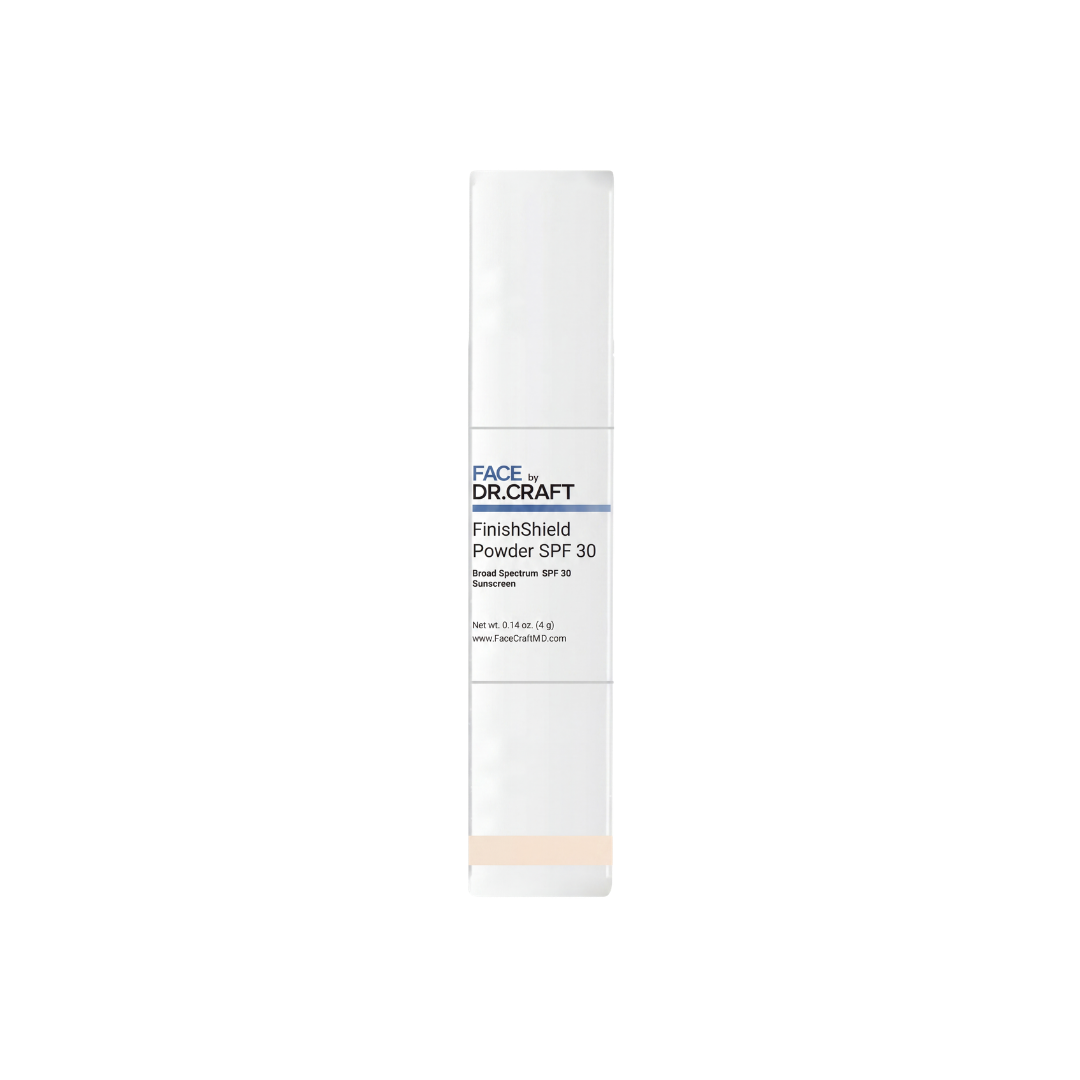 FinishShield Powder SPF 30 — front of box, 100% mineral broad-spectrum sunscreen by FACE by Dr. Craft